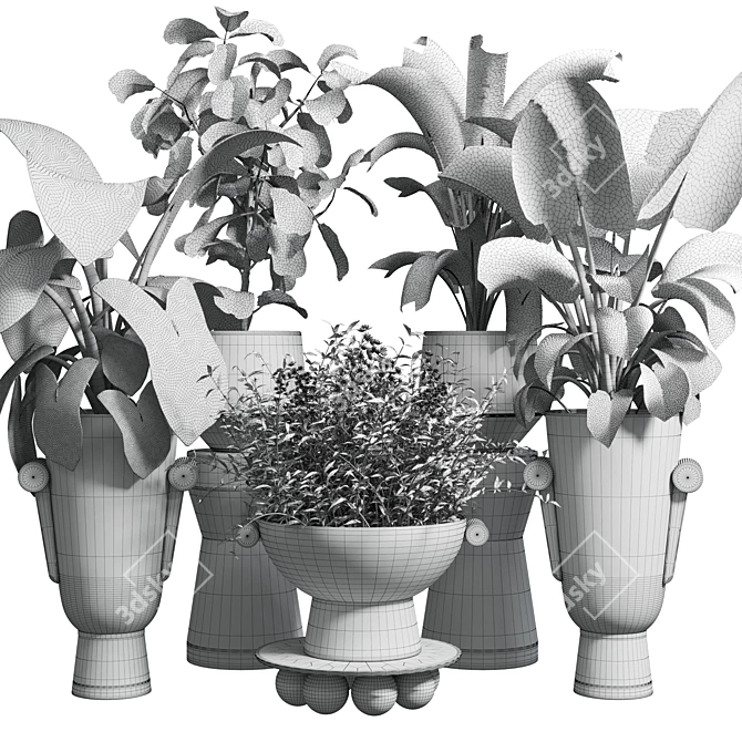 Modern Marble Vase Collection: Minimalistic Indoor Plant Pot 3D model image 6