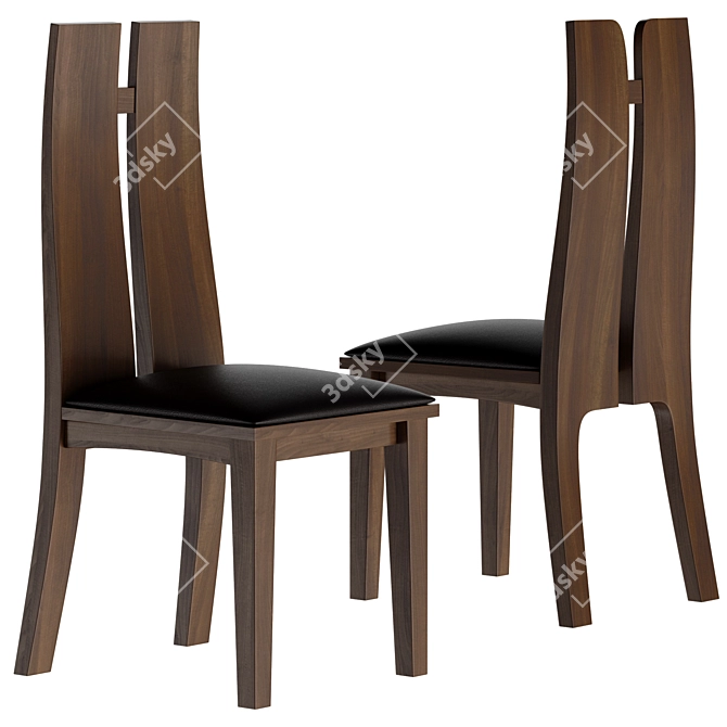 Vietnamese Walnut Table & Chair Set 3D model image 2