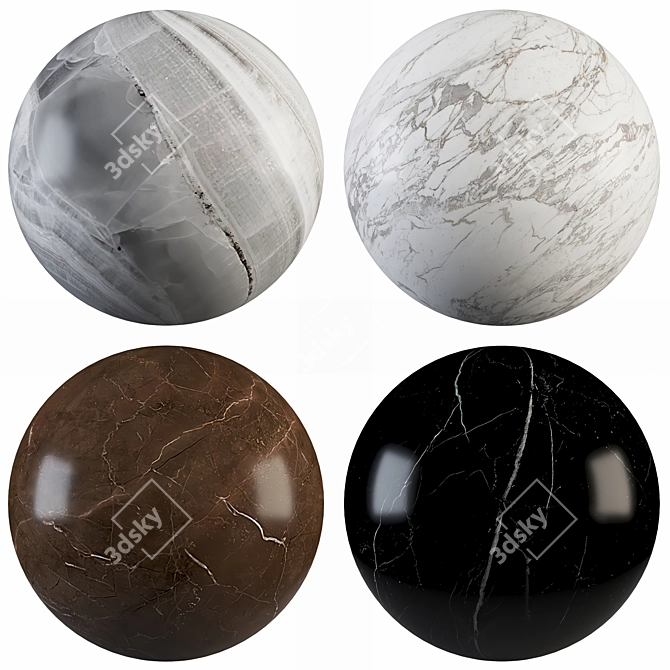 Marble Collection 15: Caramel, Calacatta, Marquina, Supreme 3D model image 1