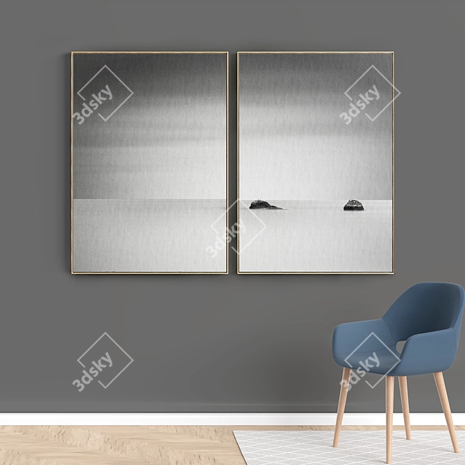 Modern Minimal Photo Frame Set 3D model image 3