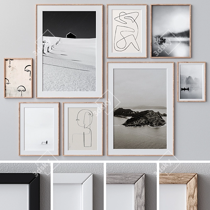 Versatile Photo Frames Set 3D model image 1