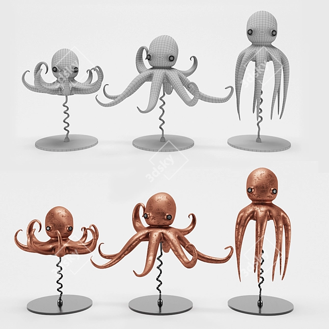 Copper Squid Art Decor 3D model image 5