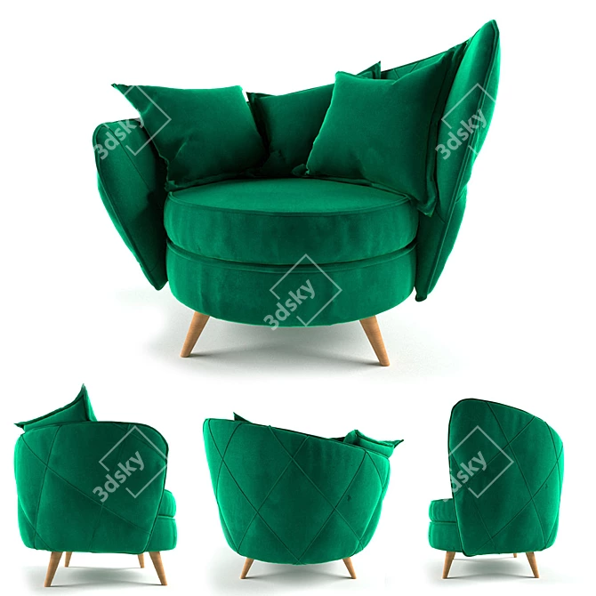 Volta Swivel Armchair 3D model image 1