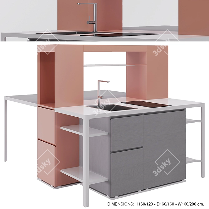 Isola Snack: Stylish Mini-Kitchen 3D model image 1