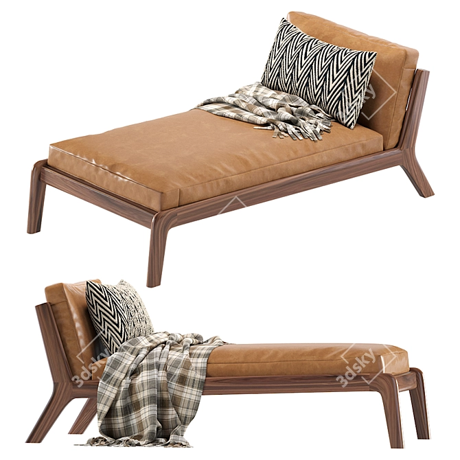 Luxury Leather Deckchair: More SOVA 3D model image 3