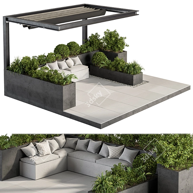 Roof Garden Pergola Set 3D model image 2