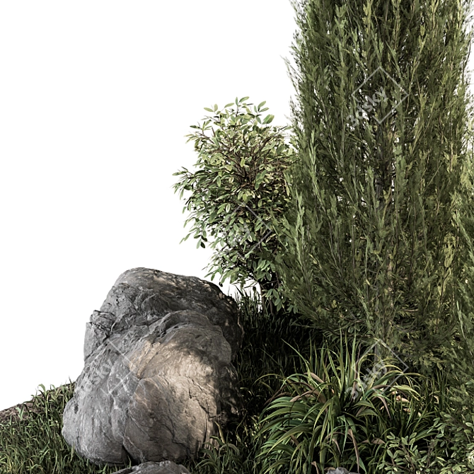 Nature's Oasis: Tree and Bush Garden Set 3D model image 4