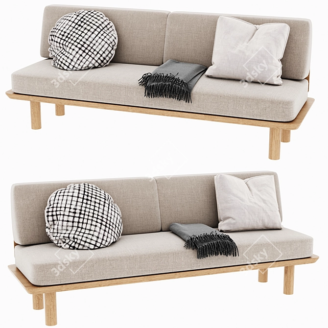 Muji Metal Fabric Sofa Bed 3D model image 1