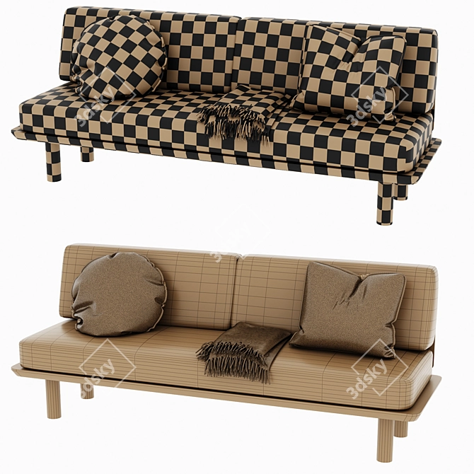 Muji Metal Fabric Sofa Bed 3D model image 3