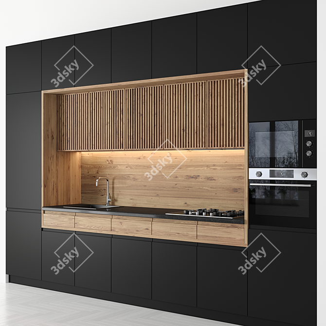 Modern Modular Kitchen: High-Quality Renders 3D model image 4
