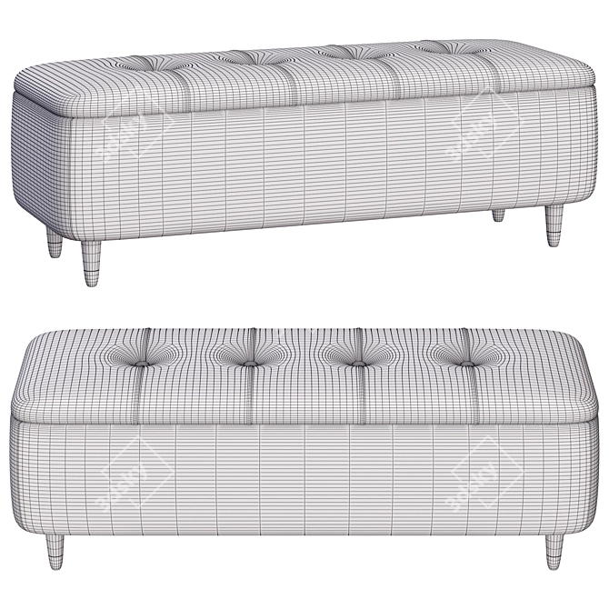 Elegant Margot Ottoman Bench 3D model image 5