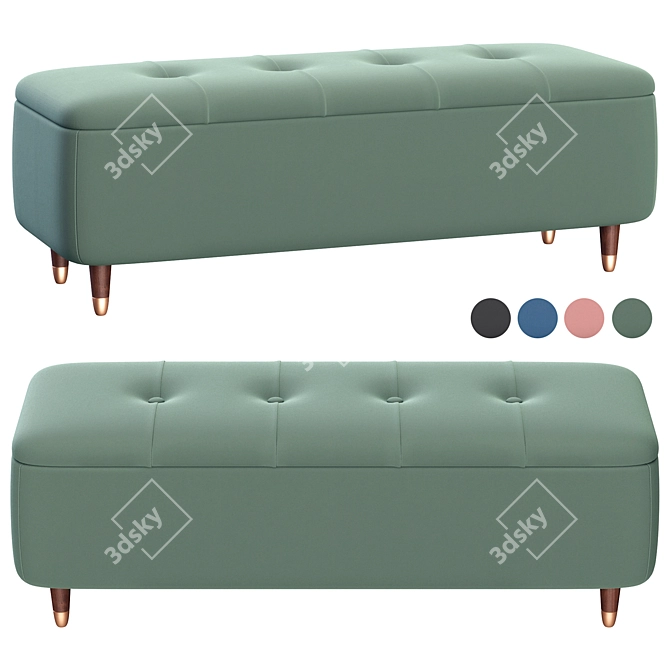 Elegant Margot Ottoman Bench 3D model image 6