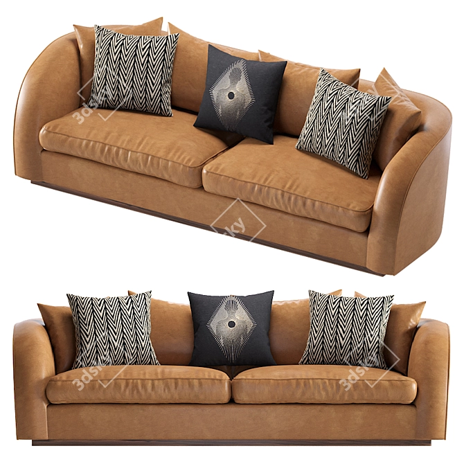 Luxury Palm Leather Sofa 3D model image 1