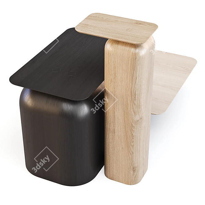 Nikari April: Solid Wood Coffee & Side Tables 3D model image 2