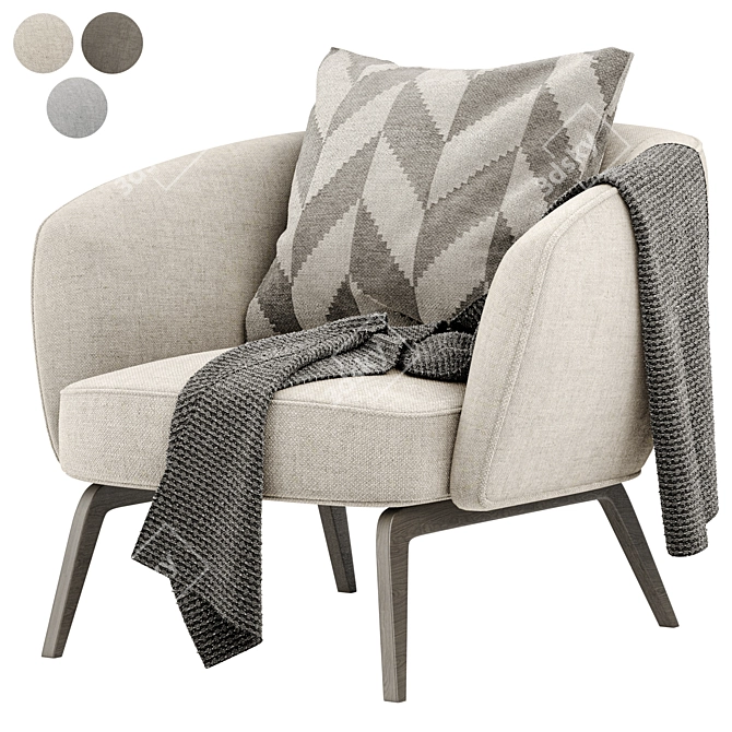 Modern Elegance: Uovo Armchair with Pillows 3D model image 1