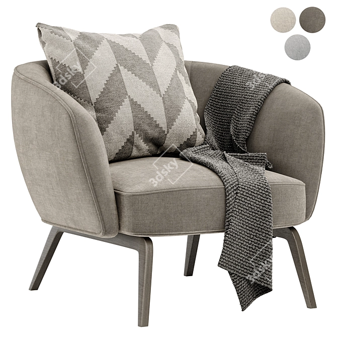 Modern Elegance: Uovo Armchair with Pillows 3D model image 2