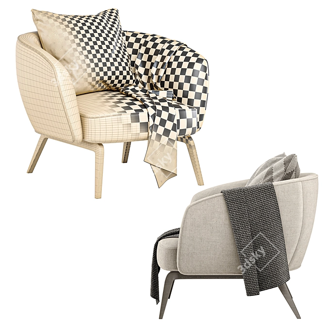 Modern Elegance: Uovo Armchair with Pillows 3D model image 6