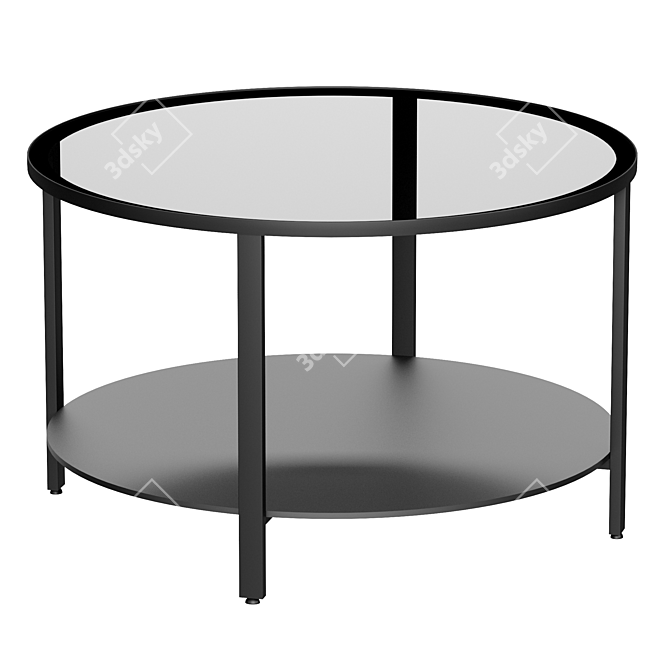 Sleek Black Glass Coffee Table 3D model image 1