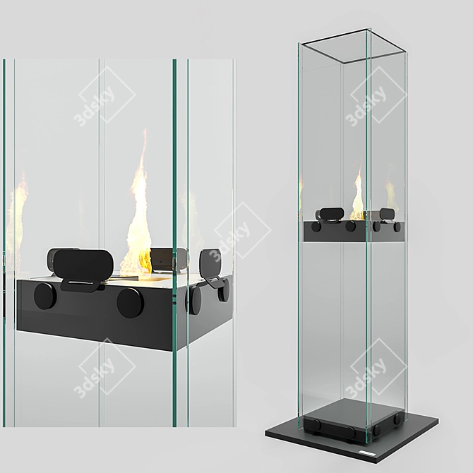 BioKamino Manhattan - Stylish Black Metal & Glass Fire Pit 3D model image 1