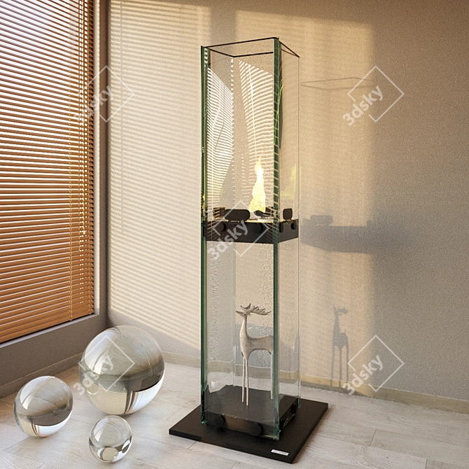BioKamino Manhattan - Stylish Black Metal & Glass Fire Pit 3D model image 5