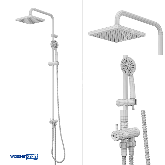 Luxury Brass and ABS Shower Set 3D model image 2