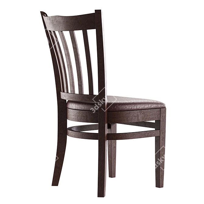 Mahogany Wood Restaurant Chair: Elegant Vertical Slat Back 3D model image 2