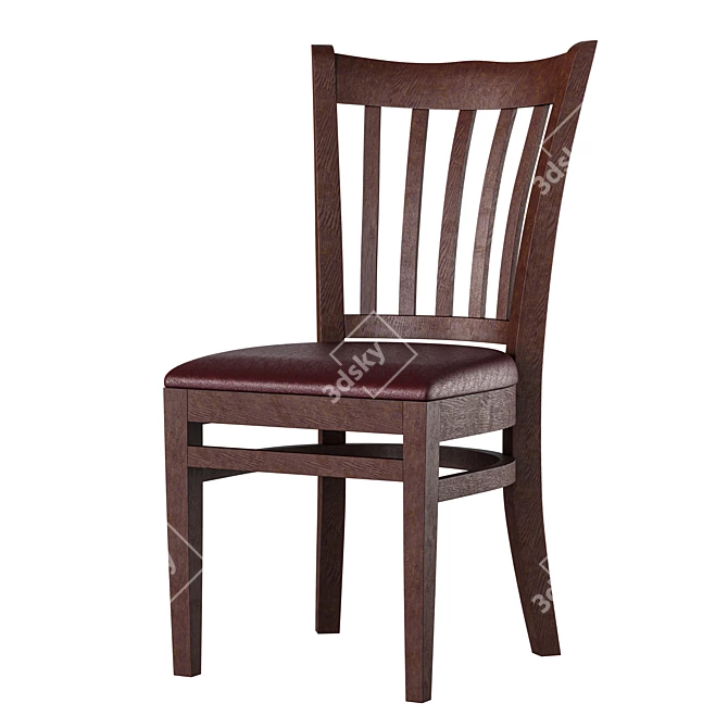 Mahogany Wood Restaurant Chair: Elegant Vertical Slat Back 3D model image 3