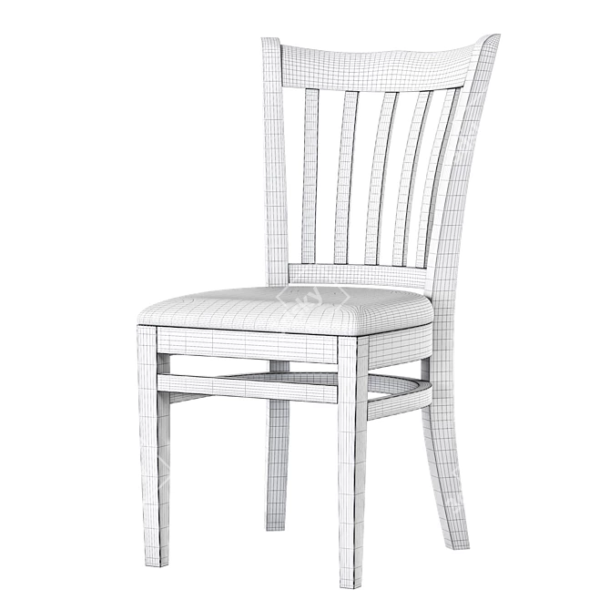 Mahogany Wood Restaurant Chair: Elegant Vertical Slat Back 3D model image 4