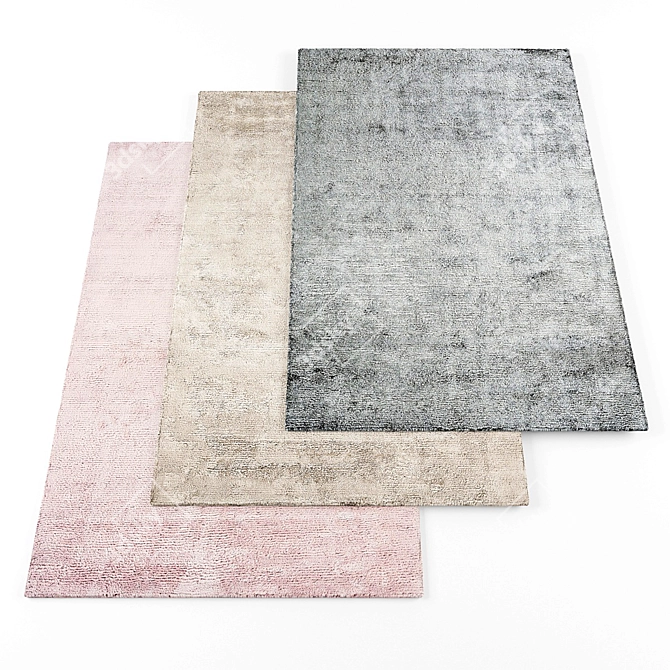 Modern Rugs Set: 4 Textured Pieces 3D model image 1