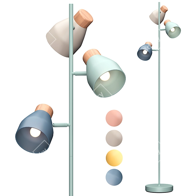 Dusk Blue Duck Egg Floor Lamp 3D model image 6