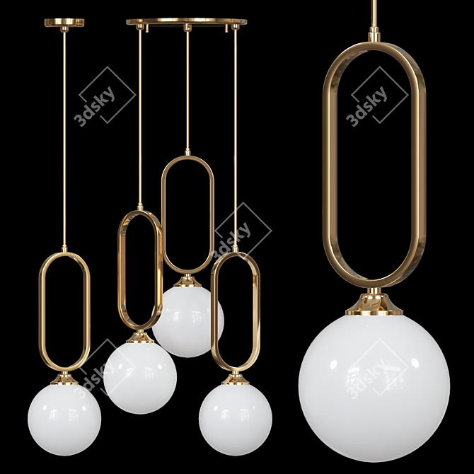 Elegant Vital Trio Pendant Light 3D model image 1