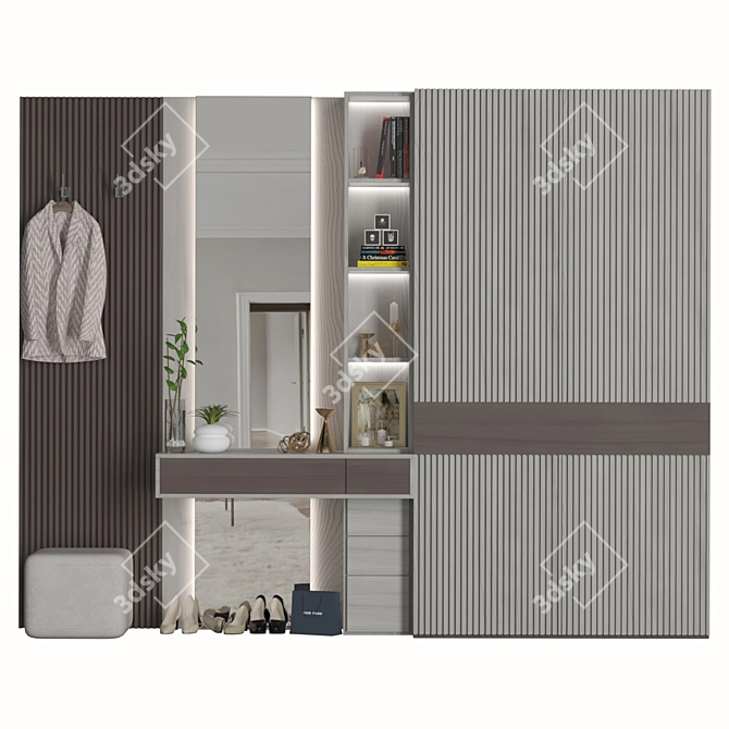 Modern Hallway Storage Set 3D model image 1