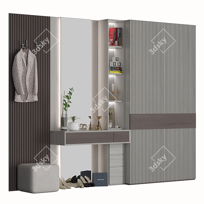 Modern Hallway Storage Set 3D model image 2