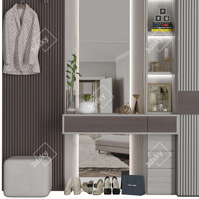 Modern Hallway Storage Set 3D model image 3