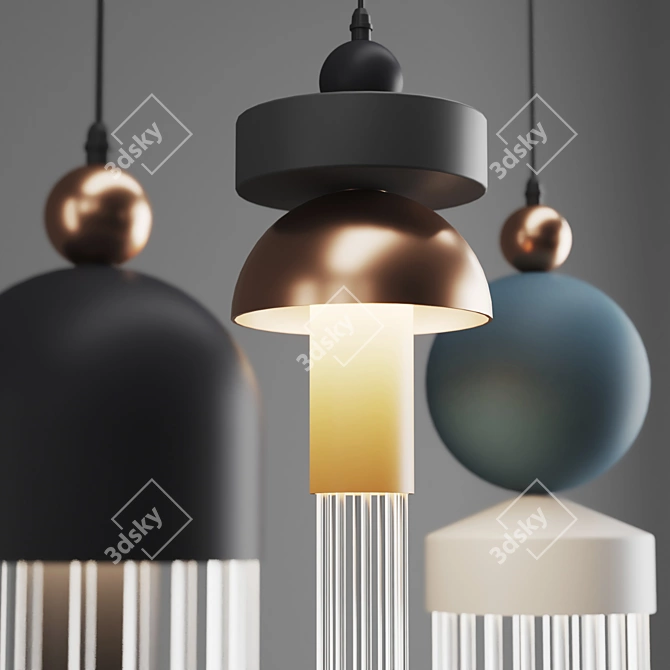Jaxwang Pendant Lights: Style A, B, C 3D model image 2
