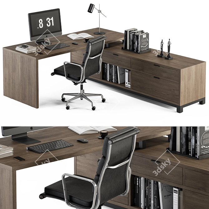 Sleek L-Type Manager Desk 3D model image 1