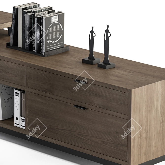 Sleek L-Type Manager Desk 3D model image 3