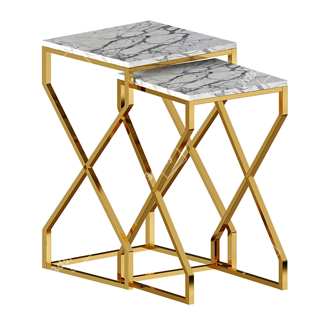 Stunning Gold Laser Cut Nesting Tables 3D model image 1