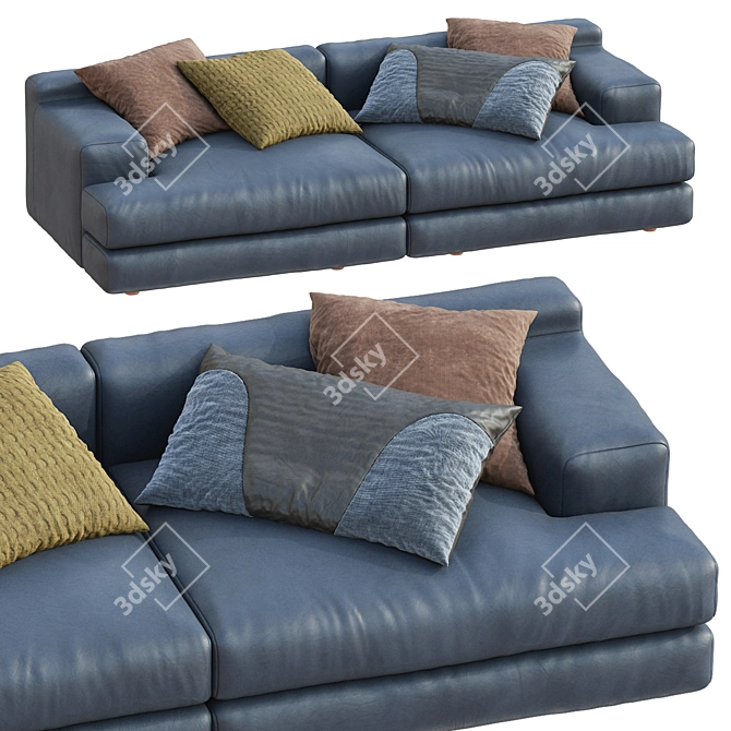 Miloe Leather Sofa by Cassina 3D model image 1