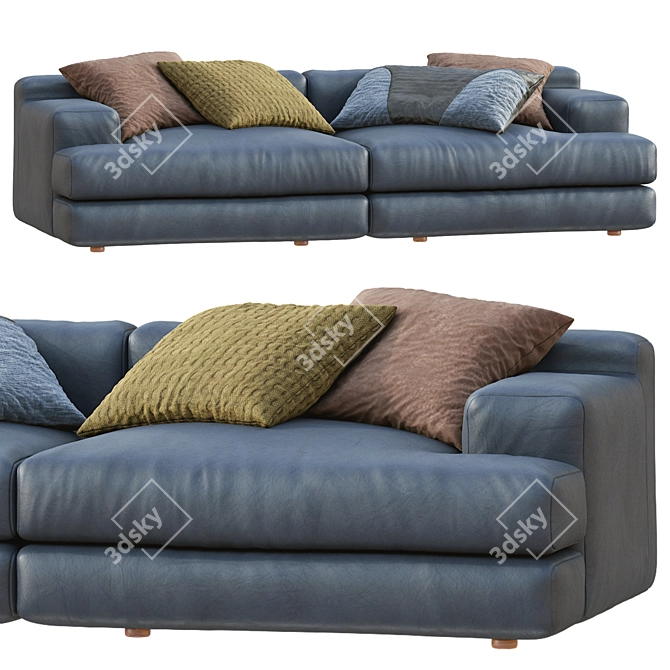 Miloe Leather Sofa by Cassina 3D model image 2