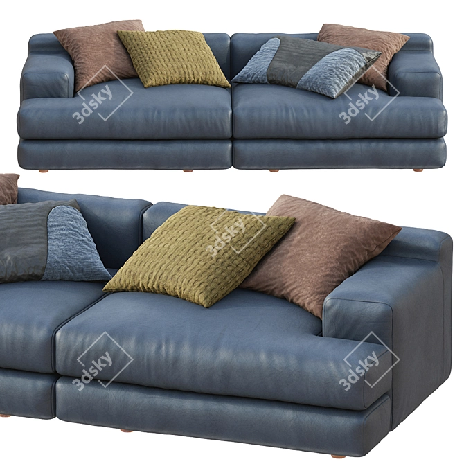 Miloe Leather Sofa by Cassina 3D model image 4