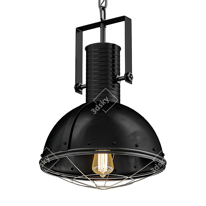 Industrial Riveted Cage Pendant 3D model image 1