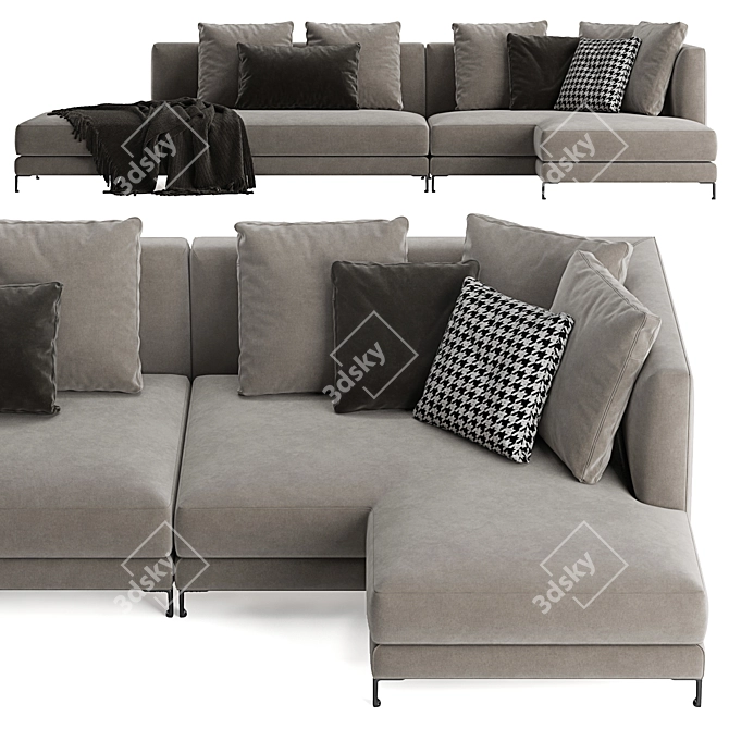 Minotti Allen Corner Sofa: Stylish and Comfortable 3D model image 5