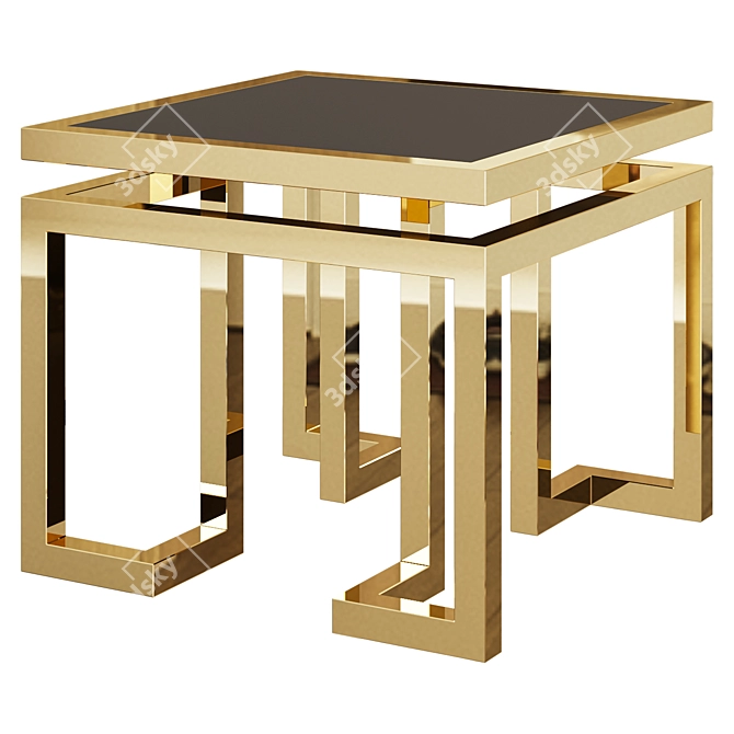 Golden Glass Side Table - Modern Style 3D model image 1