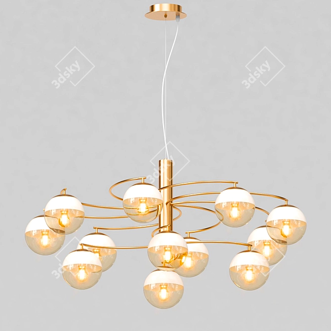 Elegant Freya Pendant Lamp with Amber Glass Shade 3D model image 1