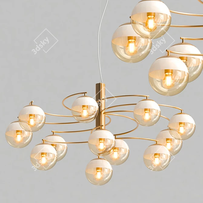 Elegant Freya Pendant Lamp with Amber Glass Shade 3D model image 7