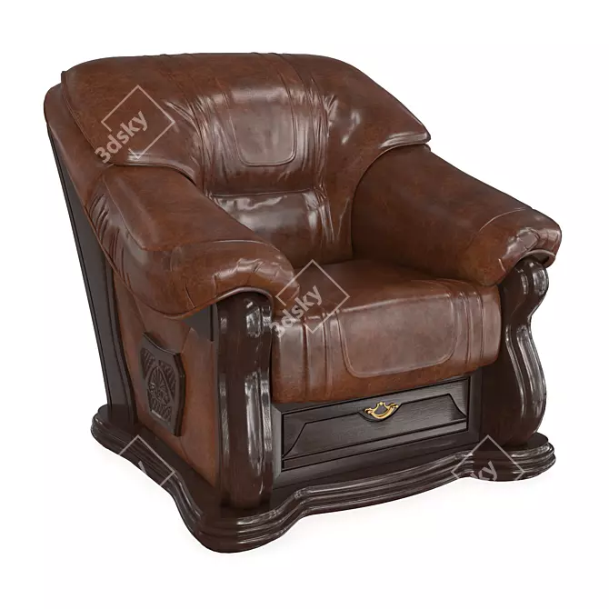 Elegant Lord Brown Armchair 3D model image 1