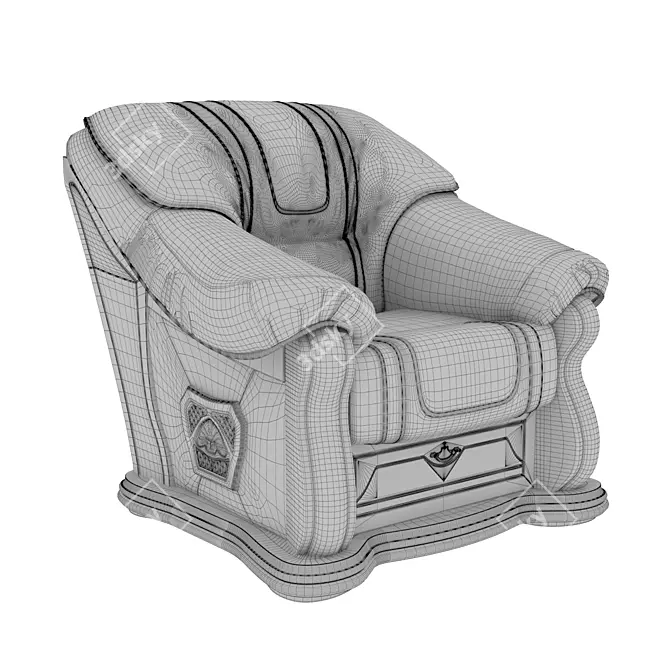 Elegant Lord Brown Armchair 3D model image 5