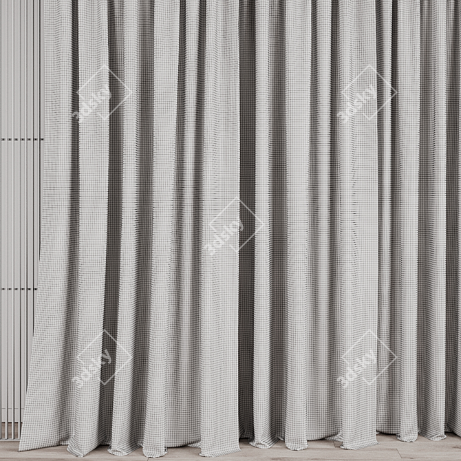 3-Piece Curtain Set with Track Partition 3D model image 4