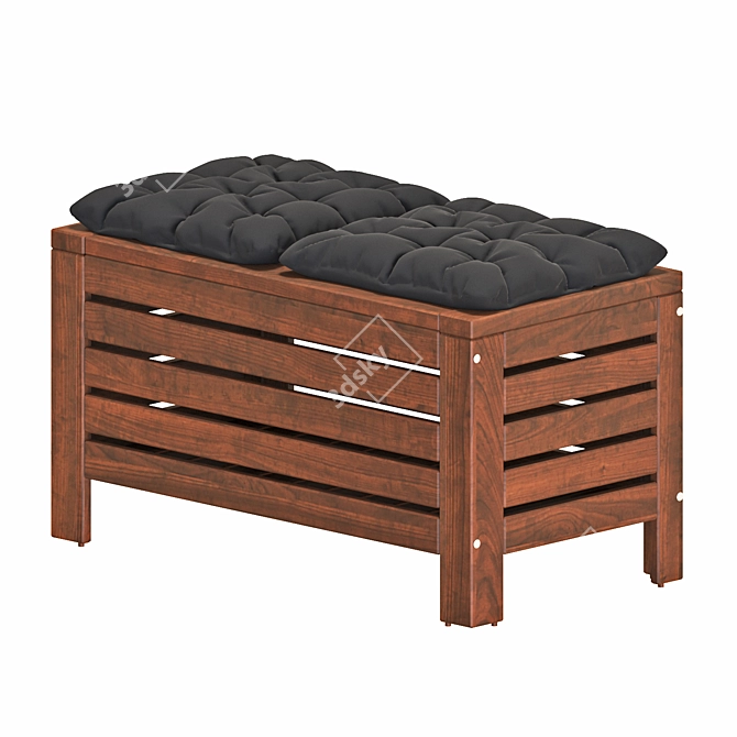 Modern Outdoor Storage Bench - Brown Stained | IKEA ÄPPLARÖ 3D model image 3
